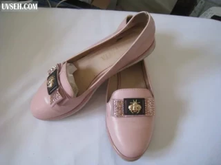 Туфли размер 36 с украшением бант со стразами розовые пудровые