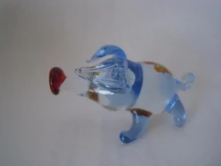 Фигурка статуэтка стеклянная ручной работы Пятачок голубой