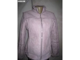 Куртка женская дубленка розовo-сиреневая